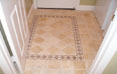 Decorative floor tile installation.